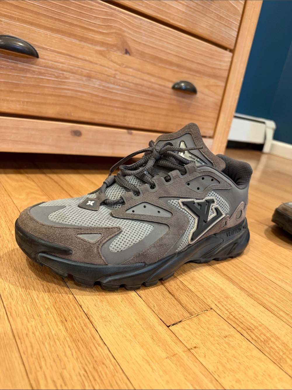 Louis Vuitton Men’s Brown and Grey Suede Mesh Athletic Sneaker